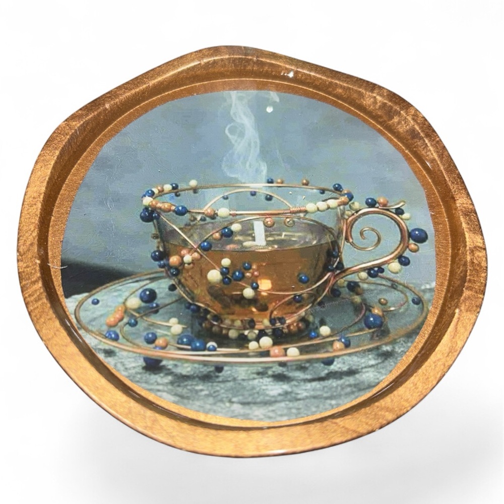 NORE’S NOVELTIES Set of 2 Handcrafted Ashtray-styled Coasters “TEACUPS BLUE”